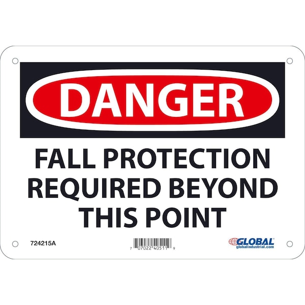 Global Industrial Danger Fall Protection Required Beyond This Point, 7x10, Aluminum 724215A - main